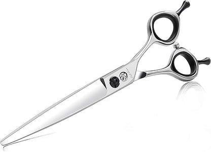 Purple Dragon Dog Scissors 7 Inch Straight Shears for Dogs and Cats Japanese Steel 440C Professional Right-Handed Dog Hair Scissors for Dog Hairdresser and Beginners