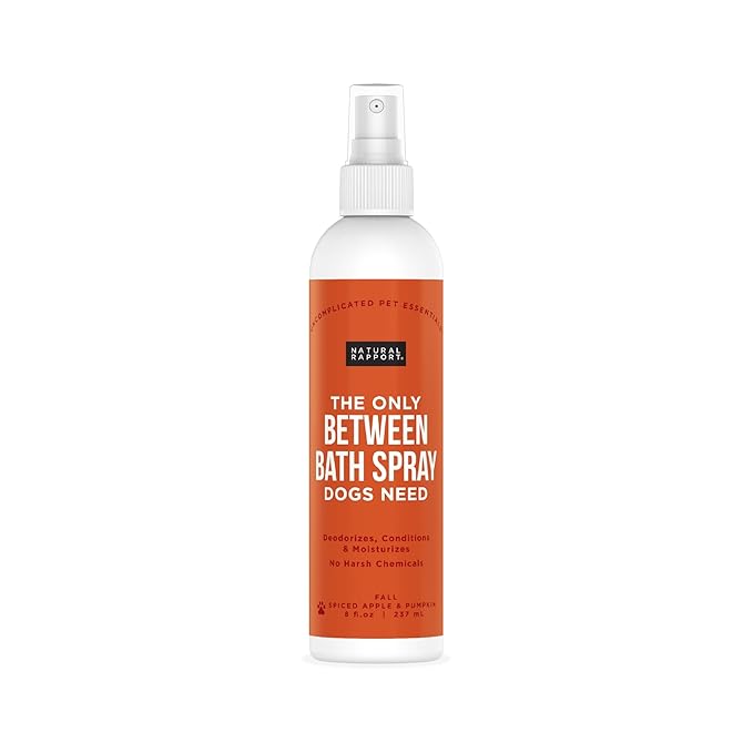 Natural Rapport Dog Cologne - Spiced Apple & Pumpkin Scent - The Only Between Bath Spray Dogs Need - Convenient, Dog Deodorant Spray and Pet Odor Eliminator Perfume (8 fl oz.)