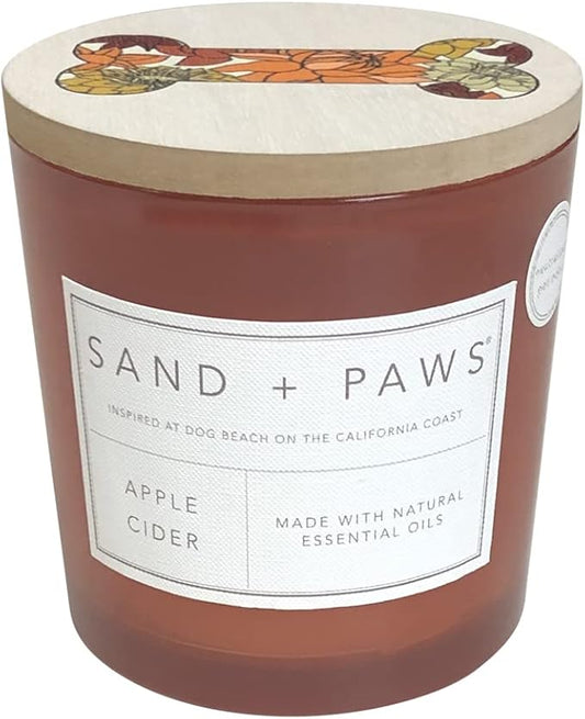 Sand + Paws Scented Candle - Apple Cider - Additional Scents and Sizes –Luxurious Air Freshening Jar Candles Neutralize pet Odors and Enhance Home décor – 100% Cotton Lead-Free Wicks - 21 oz