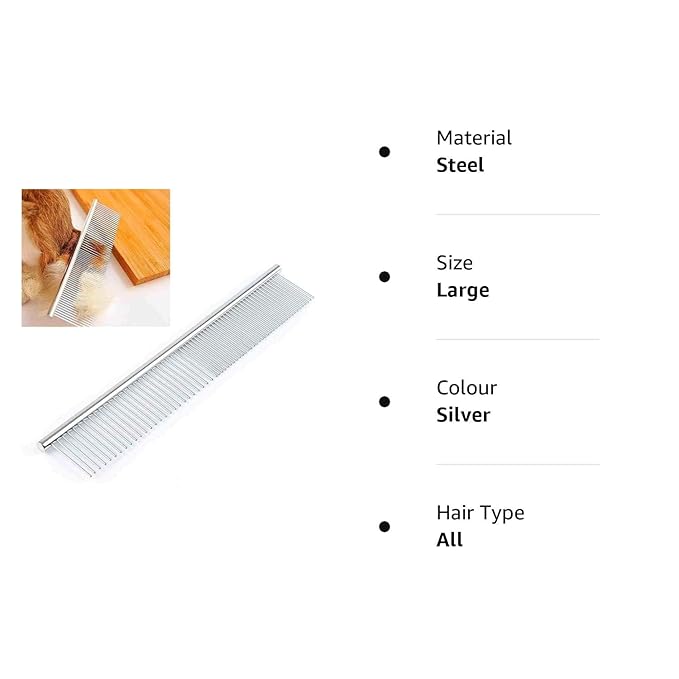 Stainless Steel Grooming Comb for Dog Cats and Pets Dog & Cat Dematting Comb: Pet Grooming Tool for Removing Loose Undercoat, Mats, and Tangled Hair - Doodle Dematting Comb, Self-Cleaning