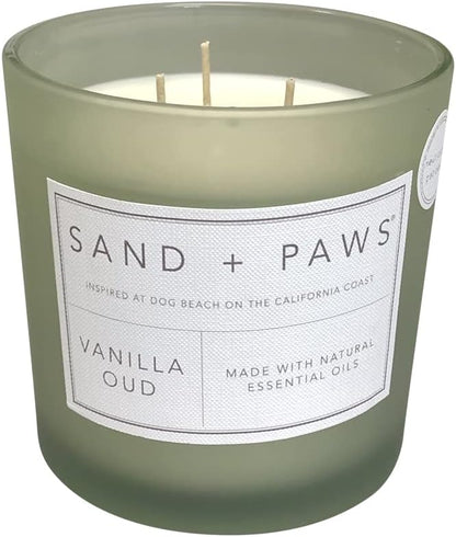 Sand + Paws Scented Candle - Vanilla Oud - Additional Scents and Sizes –Luxurious Air Freshening Jar Candles Neutralize pet Odors and Enhance Home décor – 100% Cotton Lead-Free Wicks - 21 oz