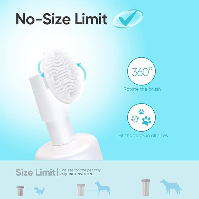 PETRIBE Dog Paw Cleaner, Portable Waterless Cleaning Shampoo for Dogs Foot Washer, Silicone Dogs Cat Foot Grooming Brush for Muddy Paws Rose Scent