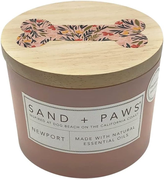 Sand + Paws Scented Candle - Newport - Additional Scents and Sizes –Luxurious Air Freshening Jar Candles Neutralize pet Odors and Enhance Home décor – 100% Cotton Lead-Free Wicks - 12 oz