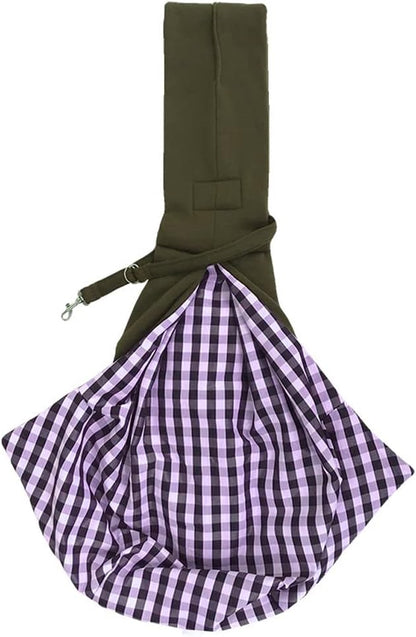 Leconpet Dog Sling Carrier Shoulder Bag for Pets with Mobile Phone Pocket Safety Buckle Security Lock, Suitable for Puppy, Small Dogs, and Cats for Outdoor Travel (Olive Green)