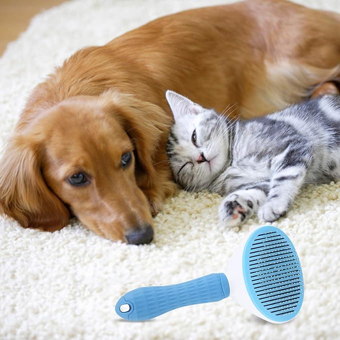 Pet Massaging Tool Dog Hair Deshedding Pet Grooming Brush | All Hair Types - Blue