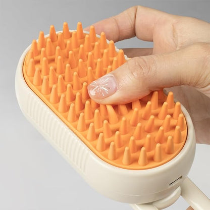 | Pet Steam Mist Brush | Grooming Spray Brush for Dogs, Cats, and More! | Brush for Massage | Hair Brush for Removing Tangled and Loose Hair (Orange)