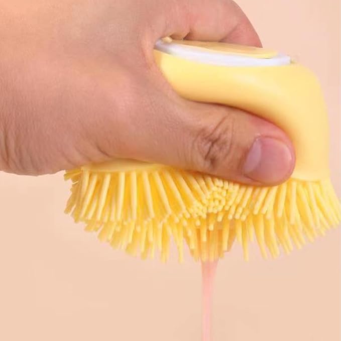 Dog Cat Bath Brush Soft Silicone Hair Fur Grooming Cleaning Brush Shampoo Dispensing Massage Bathing Shower Brush