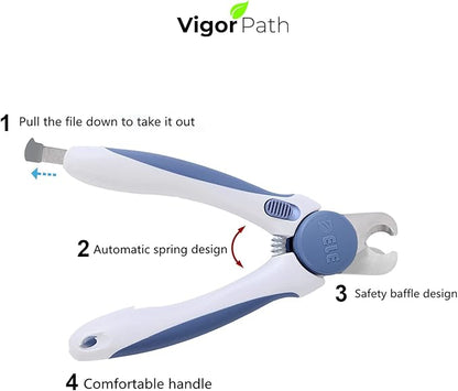 Pet Nail Clipper - Pet Grooming Tool for Nail Clipping and Trimming - Suitable for Dogs and Cats, Equipped with a Safety Guard and Razor Sharp Blade for Precision - plus a Bonus Free Nail File (Blue)