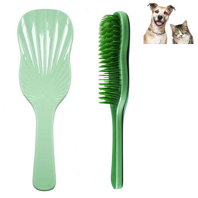 Soft Bristle Puppy Brush - Gentle Grooming Brush for Small Dogs & Puppies - Effective Hair Remover for Tangles & Shedding (Green)