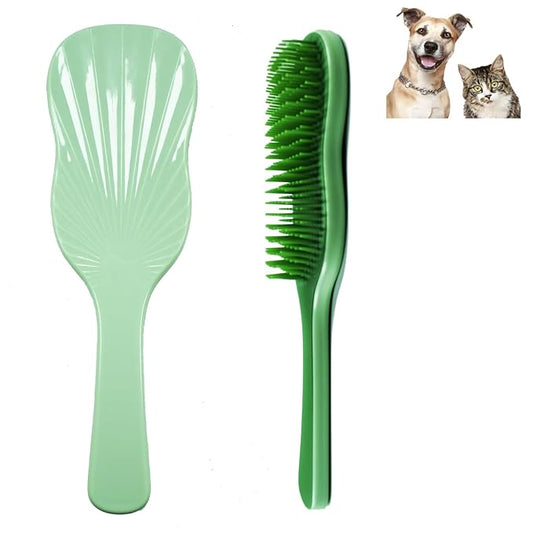 Soft Bristle Puppy Brush - Gentle Grooming Brush for Small Dogs & Puppies - Effective Hair Remover for Tangles & Shedding (Green)