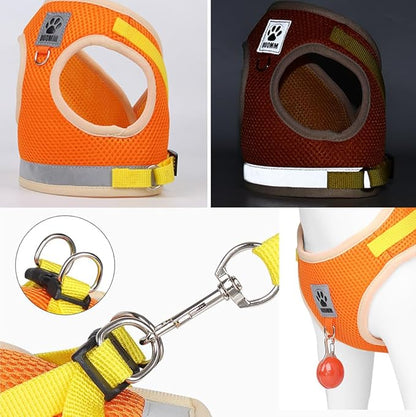 leconpet Dog Harness and Leash Set, Reflective Step in Harness Vest Set-Hook and Loop Fasteners and Buckle Design Combined with Double D Ring on The Back and Chest Ring (Pink, S)