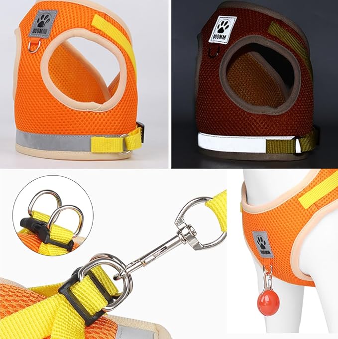 leconpet Dog Harness and Leash Set, Reflective Step in Harness Vest Set-Hook and Loop Fasteners and Buckle Design Combined with Double D Ring on The Back and Chest Ring (Pink, XL)