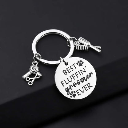 Dog Groomer Jewelry Dog Groomer Gift Dog Grooming Jewelry Pet Groomer Gift Best Fluffin' Groomer Ever Keychain
