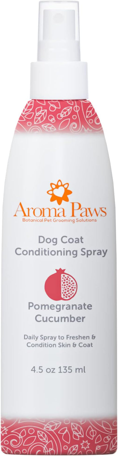 Scented Dog Coat Spray – Cleansing, Conditioning, Moisturizing – Toxin Free, Healthy Ingredients – Aromatic Grooming Puppy Spray – Loosens Knots, Tangles – 4.5 Oz., Pomegranate Cucumber