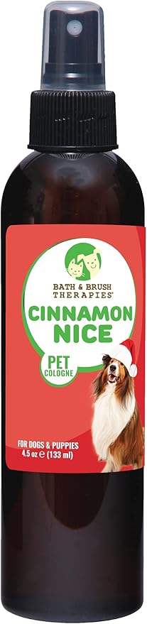 Bath & Brush Therapies® Cinnamon Nice Pet Cologne For Dogs 4.5 oz | Long-Lasting Odor Eliminator | Paraben-Free | Biodegradable & Non-Toxic | Made in USA