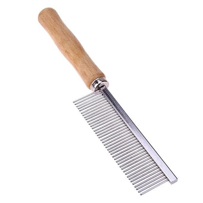 Silver Dog and Cat Combs For Grooming Long Haired Cats and Dogs - Pet Dog Cat Comb Stainless Steel Pin Teeth Wooden Handle Grooming Fur Hair Brush - Comb Removes and Prevents Matted Fur，Grooming