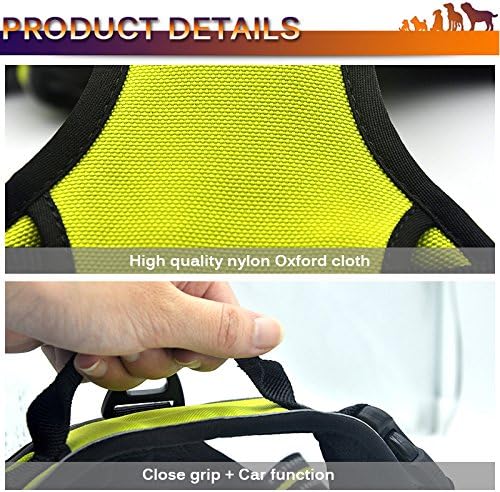OLizee® New No Pull Dog Harness Outdoor Adventure Reflective Markings Pet Vest with Handle Adjustable Protective Nylon Walking Pet Harness Variety of Sizes and Colors,Green L