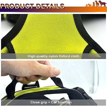 OLizee® New No Pull Dog Harness Outdoor Adventure Reflective Markings Pet Vest with Handle Adjustable Protective Nylon Walking Pet Harness Variety of Sizes and Colors,Green L