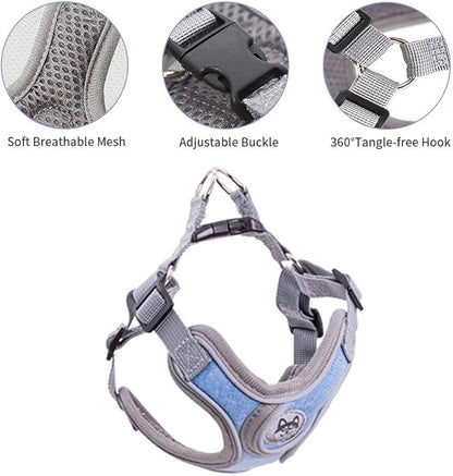 Step-in Dog Harness, Adjustable Reflective Small Dog Harness and Leash Set, Soft Air Mesh Vest Kit for Small Medium Breed Puppy and Cats