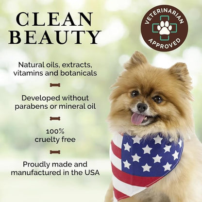 5-in-1 Dog & Pet Deodorizer Spray, Odor Control & Detangling - Fresh Lavender scent with Oatmeal & Aloe for coat health & shine. Vet-Recommended Grooming Perfume & Hypoallergenic Dog Cologne 8oz 240ml