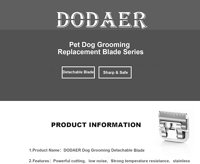 Size 7F/5F/4F/3F Detachable Pet Dog Grooming Blades of Stainless Steel,Compatible with Andis,Oster A5,Wahl KM10 Series,4 Count
