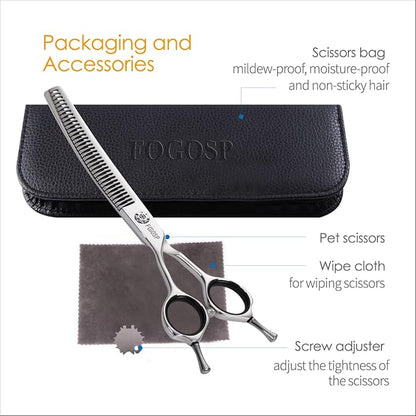 Left Handed Curved Chunker Shears 7 in Left Handed Dog Grooming Scissors for Professional Groomer