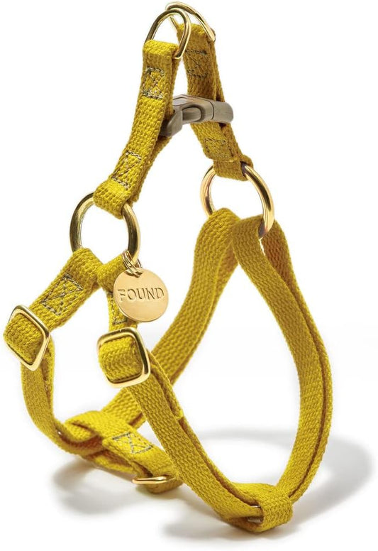 Found My Animal - Yellow Cotton Cat & Dog Harness (Extra Large) - Hand Dyed & Crafted Dog Harness - Adjustable, Pet Harness with Solid Brass Rings & Buckle - Dog Training Harness - Made in USA