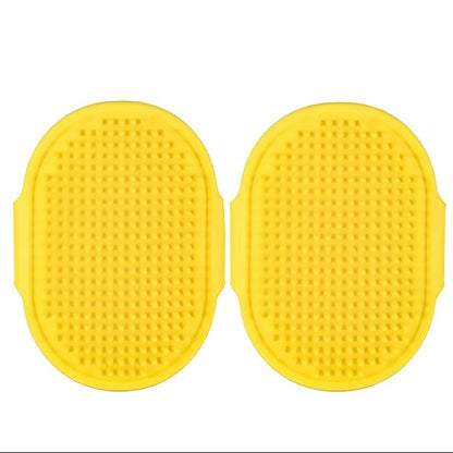 Dog Bath Brush. Dog Washing Brush.2 Sets Short Haired and Long Haired Dog and Cat Bath Brushes (yellow)