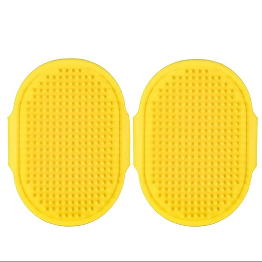 Dog Bath Brush. Dog Washing Brush.2 Sets Short Haired and Long Haired Dog and Cat Bath Brushes (yellow)