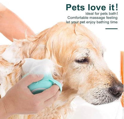 Pet Bath Massage Brush Puppy Dog Cat Grooming Soft (Blue)