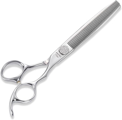 Professional Thinning Dog Grooming Scissors with Simulation Diamond 440C Stainless Steel Polished Pet Cat Thinner Blender Shears for Groomers and Home users 7''