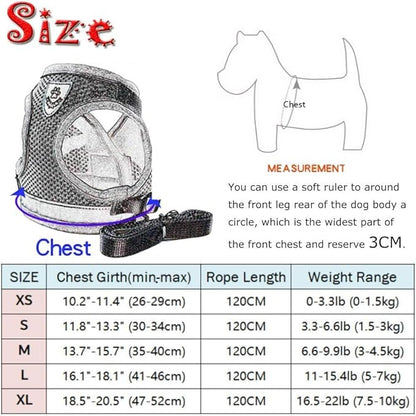 FEimaX Dog Harness and Leash Set for Walking, Soft Mesh Adjustable Easy Control Lightweight Cat Vest Harnesses with Reflective Strips, Escape Proof Small Dogs Cats Vests