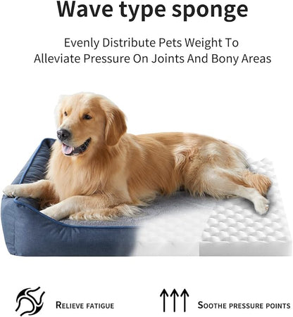 Orthopedic Dog Beds for Medium Large Dogs, Durable Egg Crate Foam Sofa Dog Bed wit Washable Removable Cover,Waterproof Lining and Nonskid Bottom,Pet Bed for Large Dogs (Mustard Yellow, X-Large)