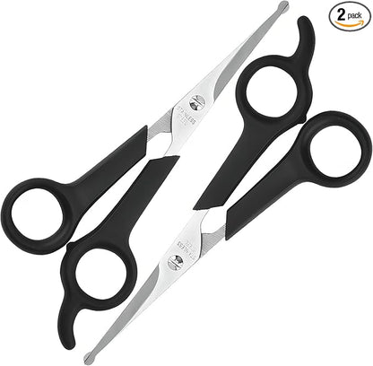 Pet Grooming Scissors Set for Body & Facial Trimming, Durable Stainless Steel Blades with Rounded Tips, Lightweight Shears for Dogs & Cats, Suitable for All Hair Types