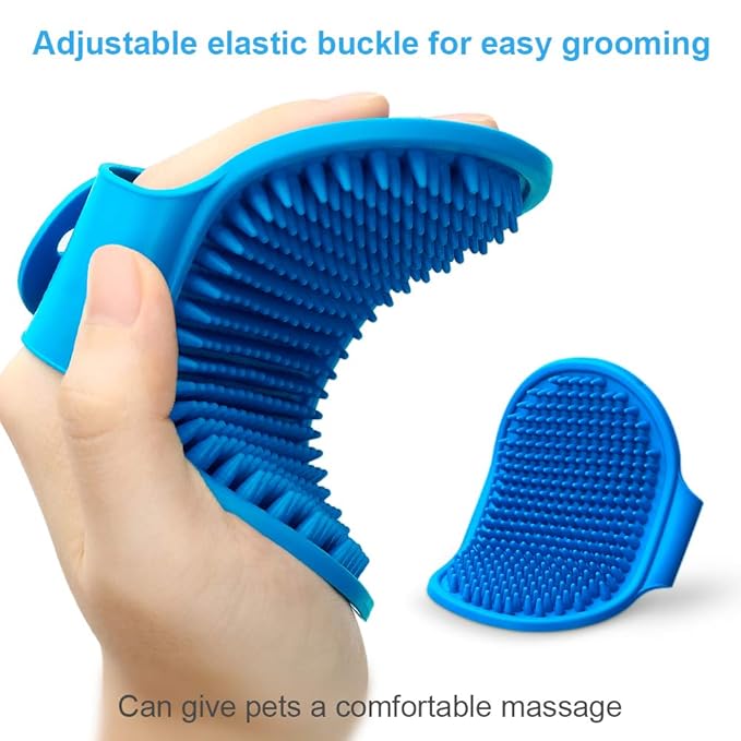 Dog Grooming Brush, 2 Pack Pet Shampoo Bath Brushes with Adjustable Handle for Massage Shedding Long Short Haired Large Medium Small Dogs Puppy Cats (Blue and Yellow)