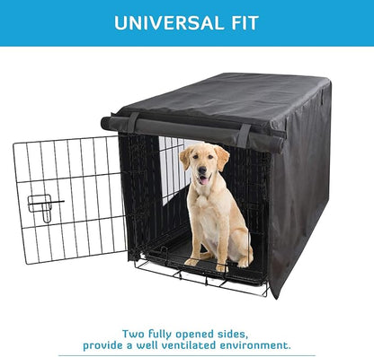 HONEST OUTFITTERS Dog Crate Cover, 24 Inch Dog Kennel Cover for Medium and Large Dog, Heavy Duty Oxford Fabric,with Double Door, Pockets and Mesh Window (25L x 19W x 20H, Black)