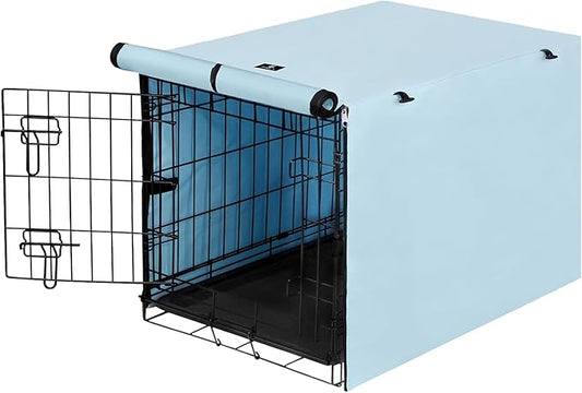X-ZONE PET Double Door Dog Crate Cover - Polyester Pet Kennel Cover Fits 30 inches Wire Dog Cage Blue