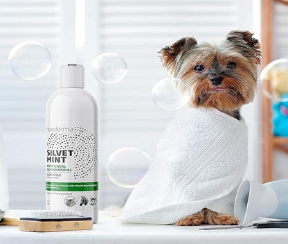 Natural Colloidal Medicated Pet Shampoo for Dogs and Cats - Tearless Hypoallergenic, Soap Free with Coconut Oil and Mint, Relief for Allergies, Odor, Itchy, Dry, Irritated Skin - 16oz, 1Pack