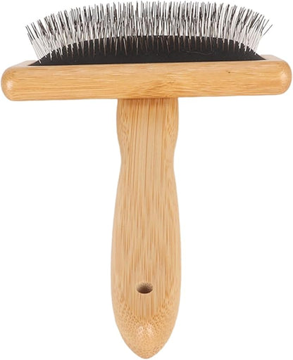 Sheepskin Wool Brush, Sheepskin Wool Wire Brush with Hole Cushion, Macrame Slicker Comb Pet Slicker Brush with Wood Handle for Grooming, Removing Shedding and Dirt (L)