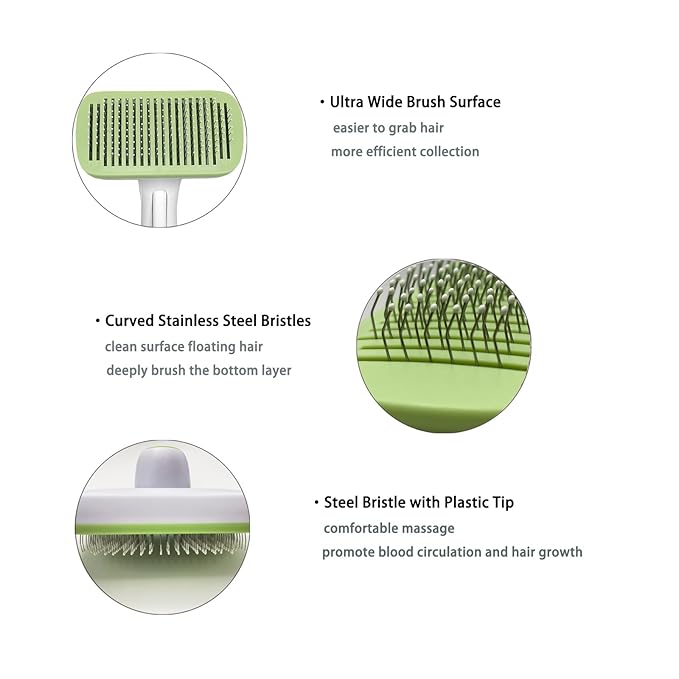 Deshedder Brush for Dogs Short Long Hair with Self Cleaning to Easy Shedding,Suitable for Cats Bunnies,Green