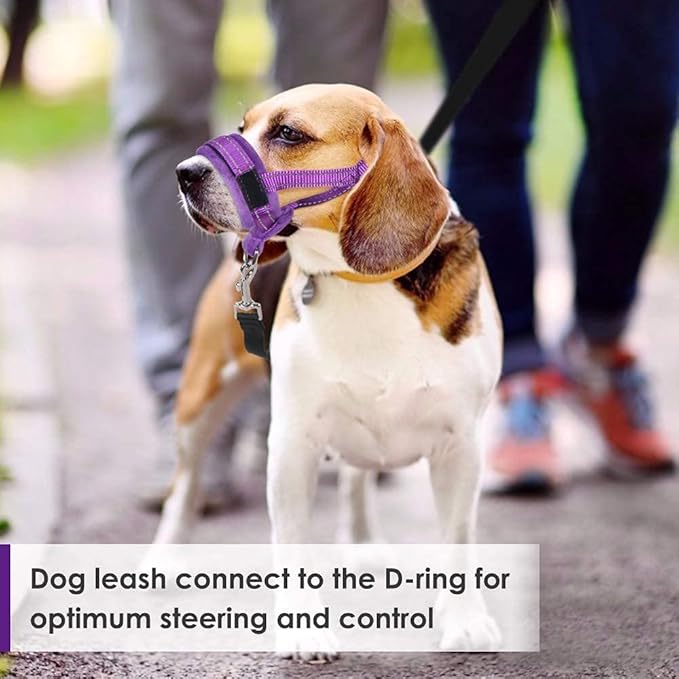 SlowTon Soft Dog Muzzle, Adjustable Padded Nylon Muzzle for Large Medium Dogs Anti Chewing Barking Biting, Allow Dog Pant & Drink (Purple, L)