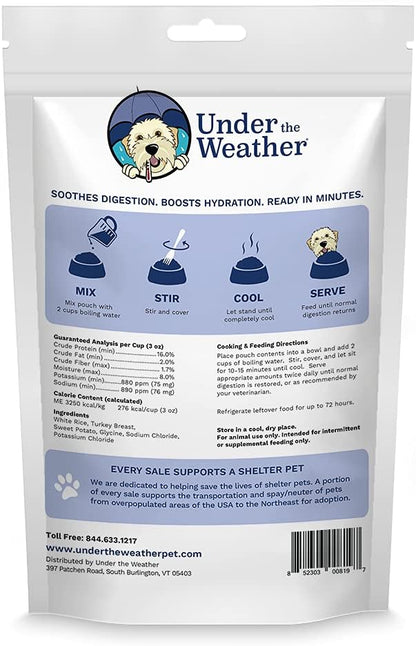 Under the Weather Bland Diet for Dogs | Easy to Digest for Sick Dogs |Always Be Ready| Contains Electrolytes - All Natural Freeze Dried 100% Human Grade Meats| 6 Pack- Rice Turkey & Sweet Potato - 6oz