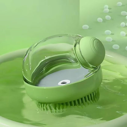 Pet Bath Brush with Soap Dispenser.Dog Bath Brush. Pet Bathing Brush.Cat and Dog Bath Special Silicone Bath Brush, Suitable for Short and Long-Haired Dogs and Cats Shower (Green)