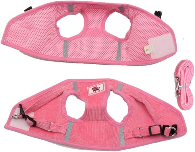 FEimaX Dog Harness and Leash Set, No Pull Reflective Adjustable Pet Harnesses for Puppy Kitten Soft Corduroy Chest Harness for Small Medium Dogs and Cats Easy Control Vest for Outdoor Walking