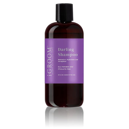 iGroom Darling Moisturizing Dog Shampoo, Removes Greasy Build-up & Grime, Soothing Dog Shampoo, Improves Hair Health pH Balanced, Scent dog shampoo, Made in USA, 16oz