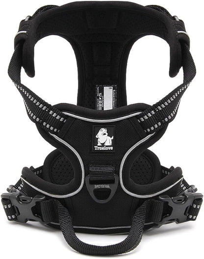 OLizee® New No Pull Dog Harness Outdoor Adventure Reflective Markings Pet Vest with Handle Adjustable Protective Nylon Walking Pet Harness Variety of Sizes and Colors,Black XS