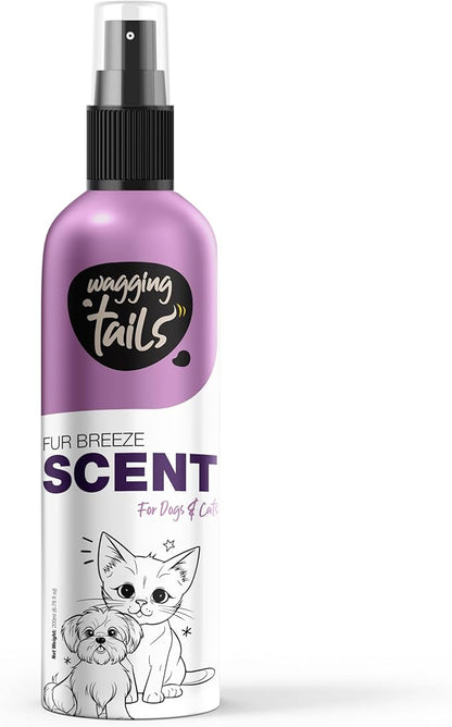 Wagging Tails 5-in-1 Fur Breeze Scent, 6.7 fl oz for Dogs & Cats | Alcohol-Free Pet Freshener | Long-Lasting Freshness & Odor Eliminator | Gentle Formulation for All Pets, Ensuring Daily Freshness