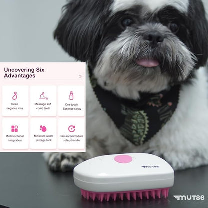 2-in-1 Mist Spray Pet Brush for Dogs & Cats - USB-C Rechargeable, Anti-Static & Soft Silicone Bristles - Relaxing Grooming & Shedding Control