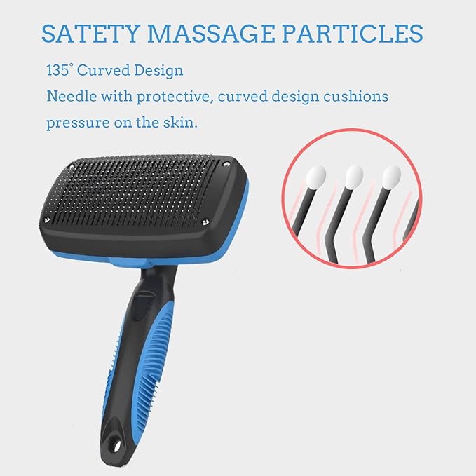 Self Cleaning Slicker Brush for Dog, Cats, Skin Friendly Deshedding Grooming Tool for Dogs & Cats, Suitable for Shedding & Haired Pets, with Pet Supplies Accessories, Blue