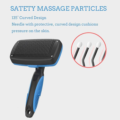 Self Cleaning Slicker Brush for Dog, Cats, Skin Friendly Deshedding Grooming Tool for Dogs & Cats, Suitable for Shedding & Haired Pets, with Pet Supplies Accessories, Blue